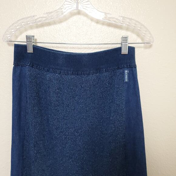 BLUE WILLI'S Vintage Knit Denim Look Midi Skirt Sz M - Picture 2 of 7